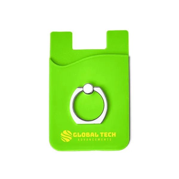 Silicone Card Holder with Metal Ring Phone Stand