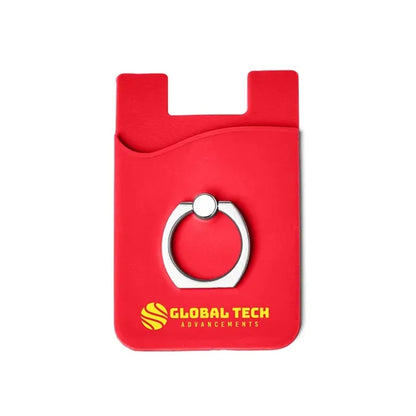 Silicone Card Holder with Metal Ring Phone Stand