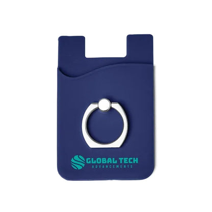 Silicone Card Holder with Metal Ring Phone Stand