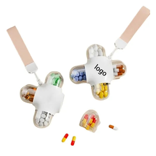 Compact Cross Capsule Four-Compartment Pill Organizer