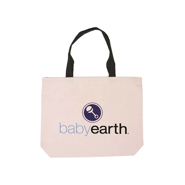 Cotton Canvas Tote Bag with Color Accents