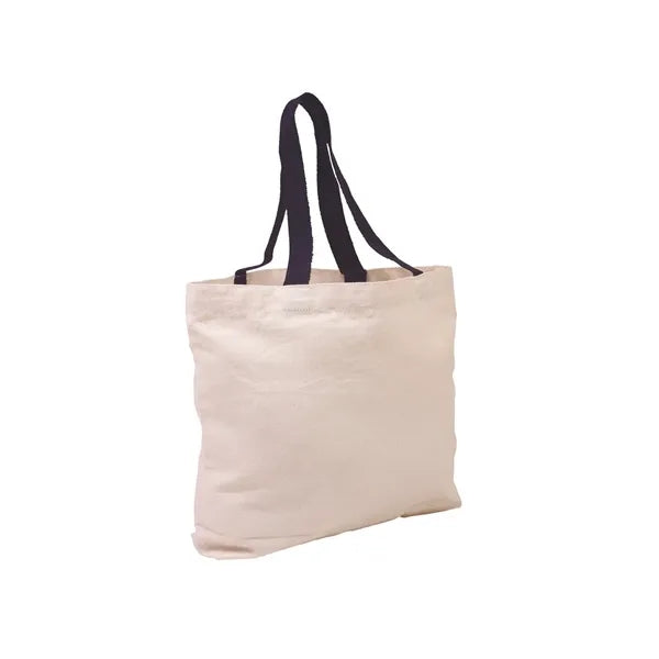 Cotton Canvas Tote Bag with Color Accents