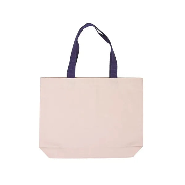 Cotton Canvas Tote Bag with Color Accents