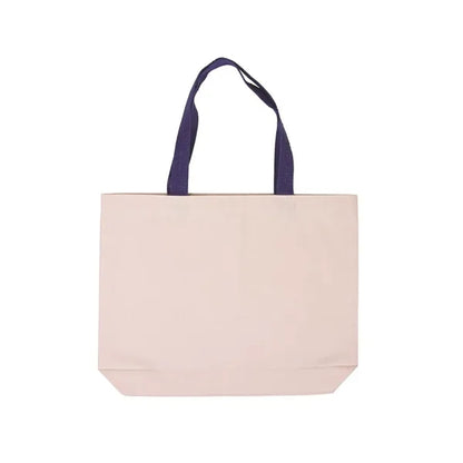Cotton Canvas Tote Bag with Color Accents