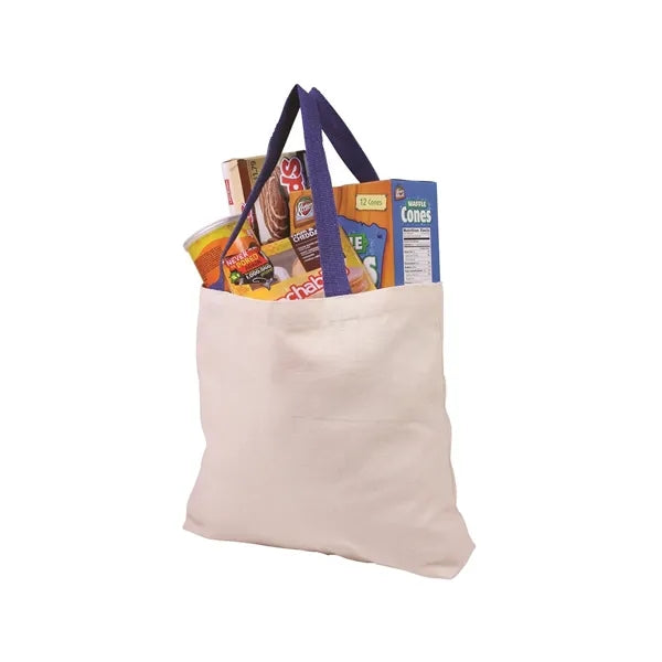 Cotton Canvas Tote Bag with Color Accents