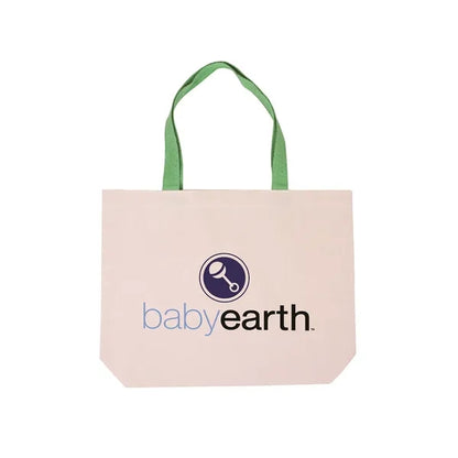 Cotton Canvas Tote Bag with Color Accents