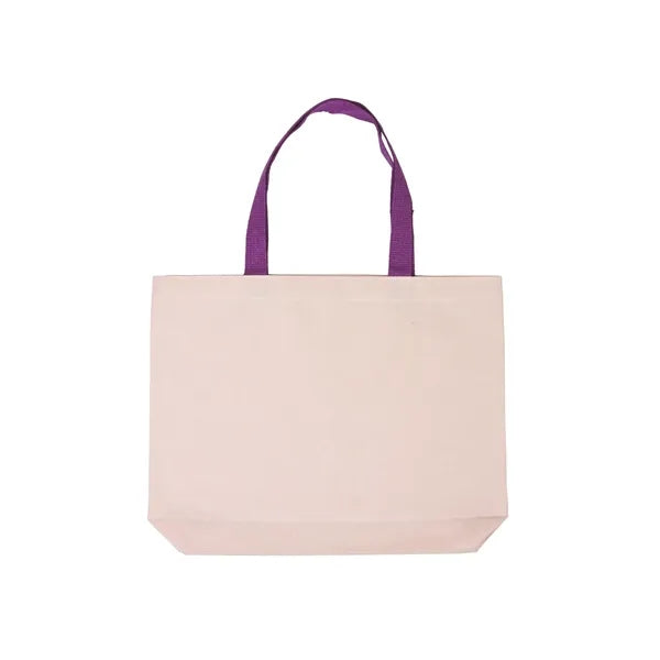 Cotton Canvas Tote Bag with Color Accents