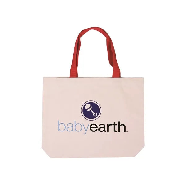Cotton Canvas Tote Bag with Color Accents