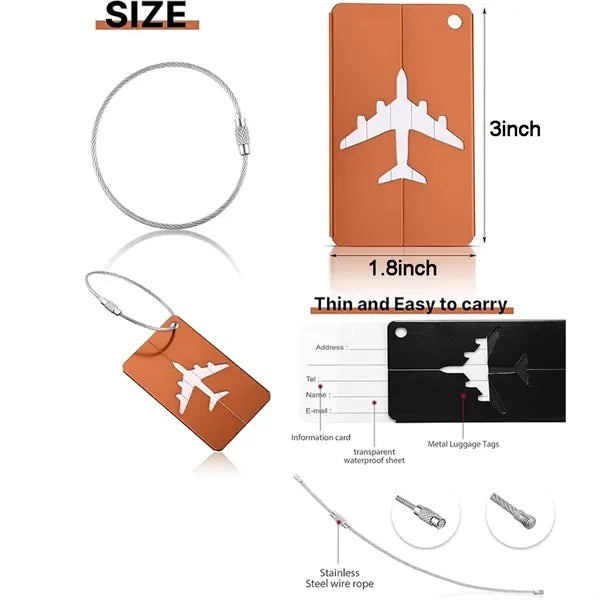 Custom Portable Aluminium Alloy Luggage Tag w/Name ID Card