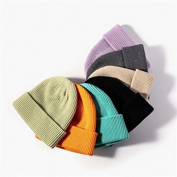 Unisex winter fashion warm dome cuffed knitted hat beanie