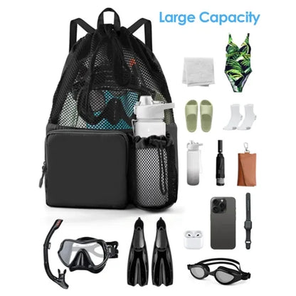 Drawstring Backpack Mesh Swimming Bag