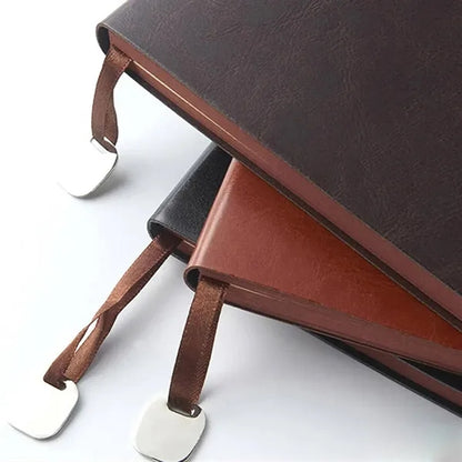 PU Leather Minimalist Business Notebook with Metal Pendant