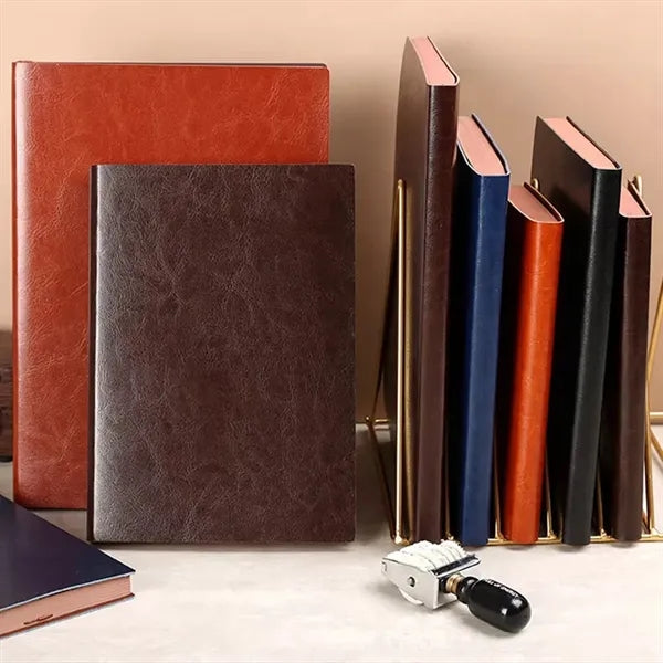 PU Leather Minimalist Business Notebook with Metal Pendant