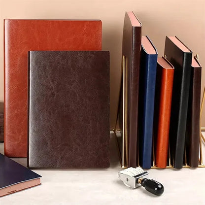 PU Leather Minimalist Business Notebook with Metal Pendant