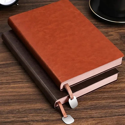 PU Leather Minimalist Business Notebook with Metal Pendant