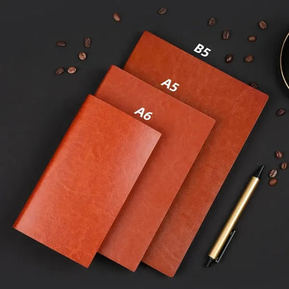 PU Leather Minimalist Business Notebook with Metal Pendant