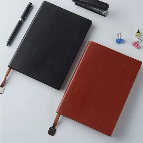 PU Leather Minimalist Business Notebook with Metal Pendant