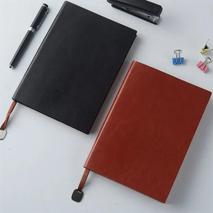 PU Leather Minimalist Business Notebook with Metal Pendant