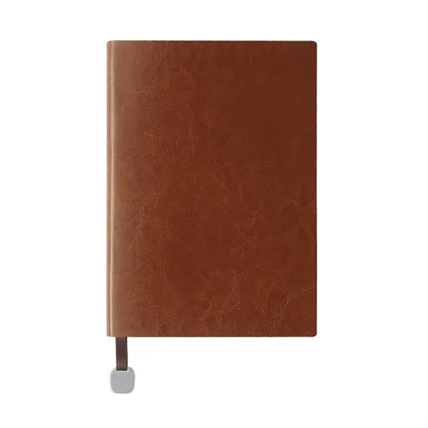 PU Leather Minimalist Business Notebook with Metal Pendant