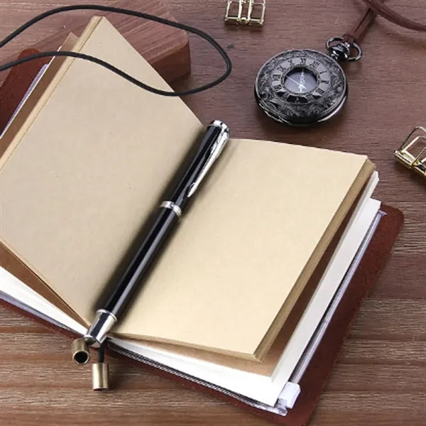 Refillable Genuine Leather Travel Notebooks w/ Elastic Rope