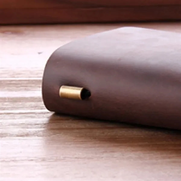 Refillable Genuine Leather Travel Notebooks w/ Elastic Rope
