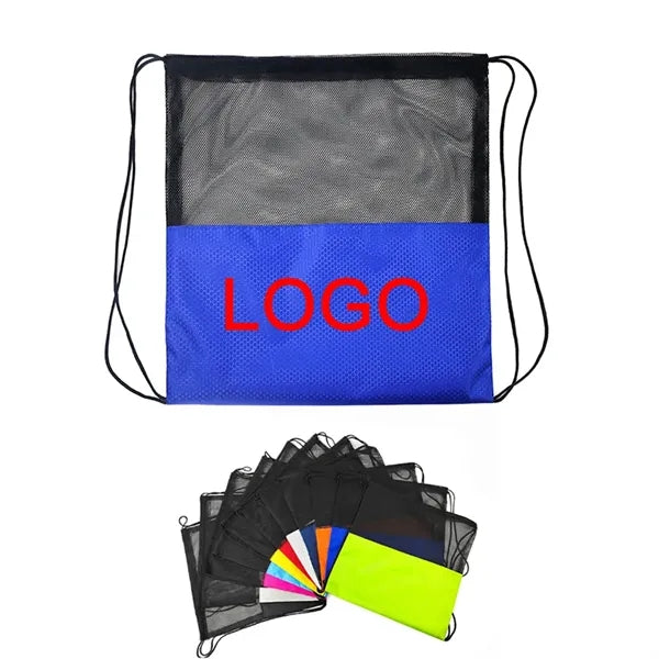 Portable PU Elastomer Translucent Mesh Drawstring Backpack