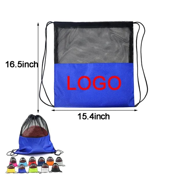 Portable PU Elastomer Translucent Mesh Drawstring Backpack