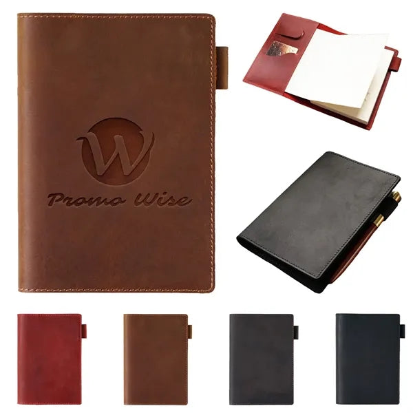 Leather Refillable Travel Notebook W/ Pen Holder Card Slot