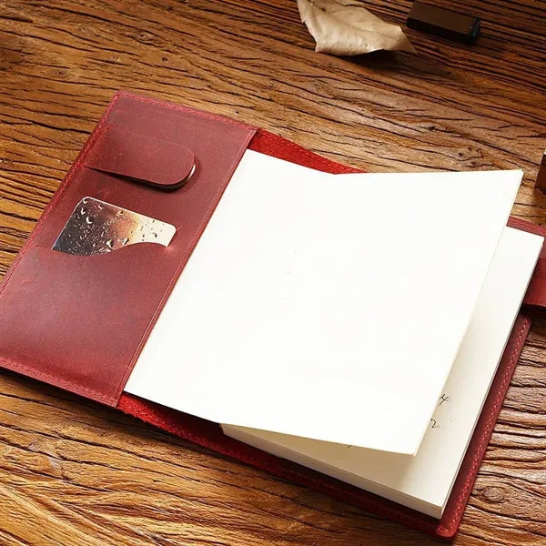 Leather Refillable Travel Notebook W/ Pen Holder Card Slot