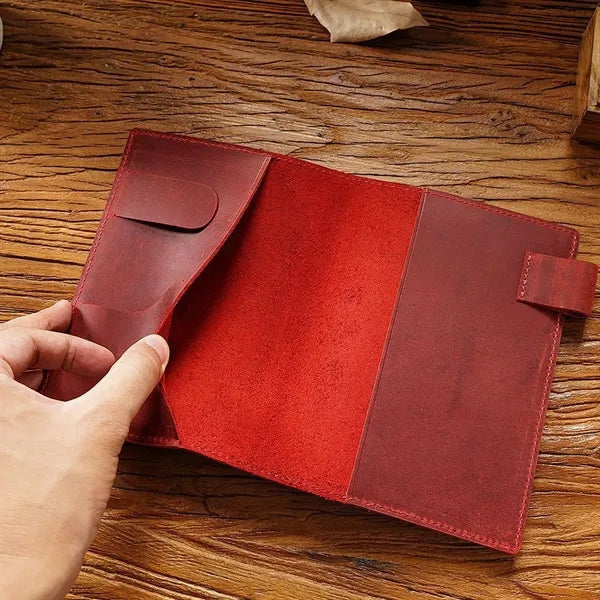 Leather Refillable Travel Notebook W/ Pen Holder Card Slot