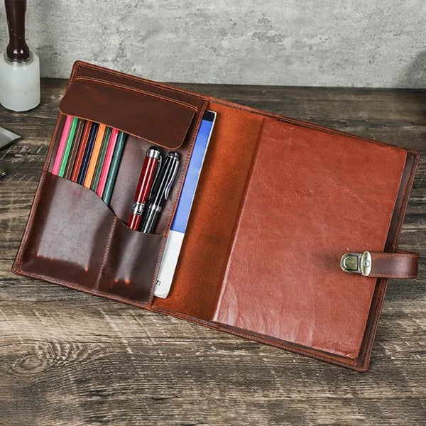 A5 Genuine Leather Notebook Padfolio Portfolio