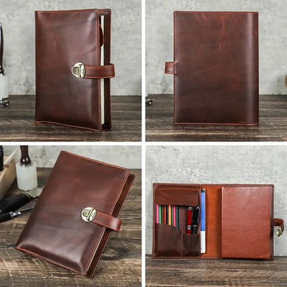 A5 Genuine Leather Notebook Padfolio Portfolio