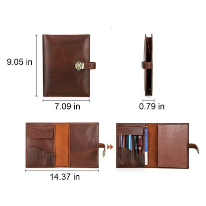 A5 Genuine Leather Notebook Padfolio Portfolio