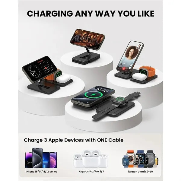 3 IN 1 Magnetic Fodable Wireless Charger