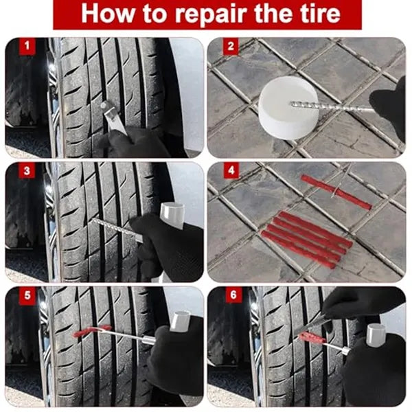 All-in-One Professional Emergency Tire Repair Plug Tools Kit