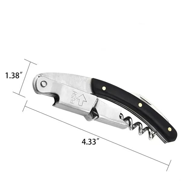 Wooden Handle Wine Opener with Stainless Steel Corkscrew