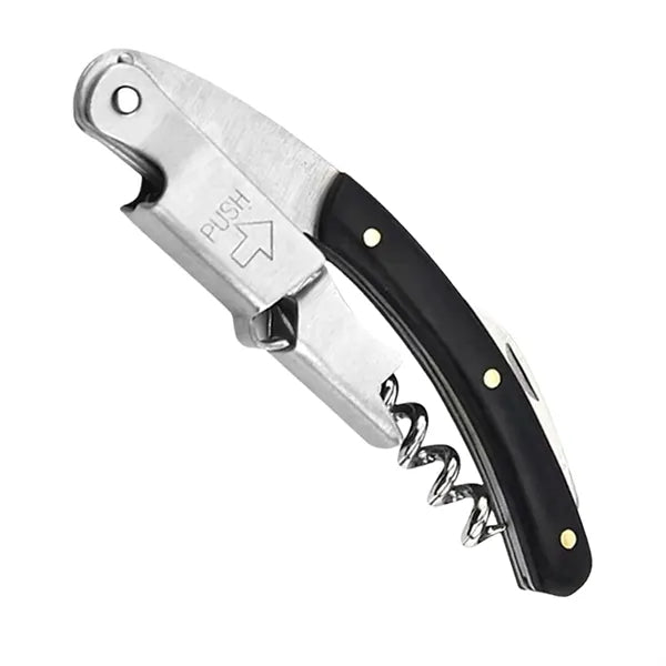 Wooden Handle Wine Opener with Stainless Steel Corkscrew