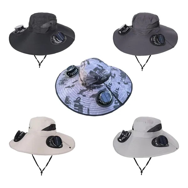 Solar Powered Fan Hat with Rechargeable Cooling System