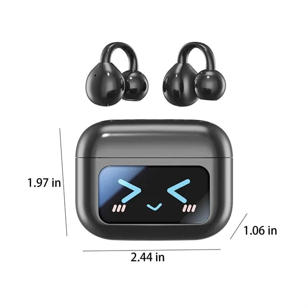 Wireless Bluetooth Ear Clip Earbuds Display Touch Control
