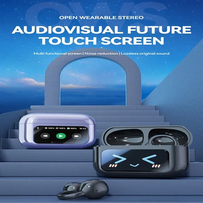Wireless Bluetooth Ear Clip Earbuds Display Touch Control