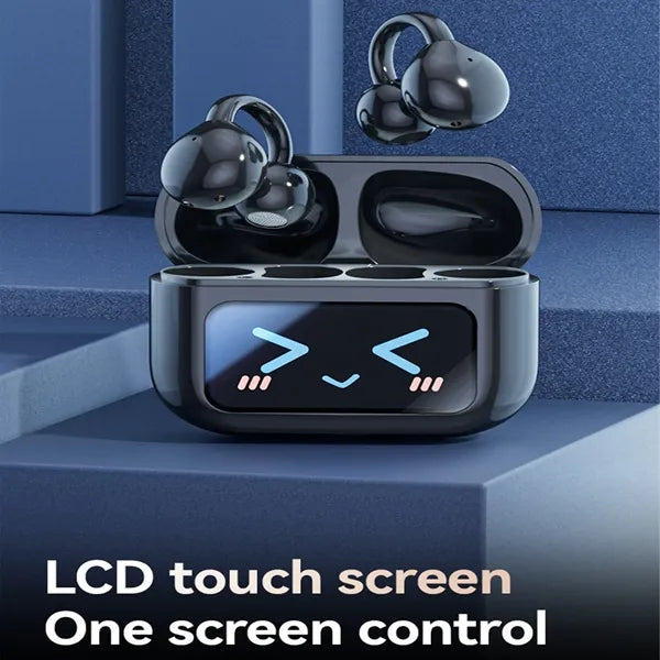 Wireless Bluetooth Ear Clip Earbuds Display Touch Control