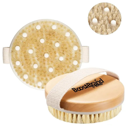 Natural Wood Bristle Dry Body Brush for Exfoliation Wellness