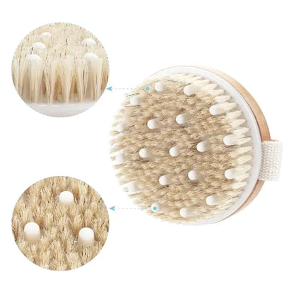 Natural Wood Bristle Dry Body Brush for Exfoliation Wellness