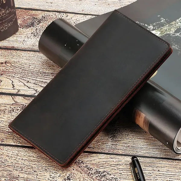 Multi Slots Crazy Horse Leather Classic Retro Long Wallet