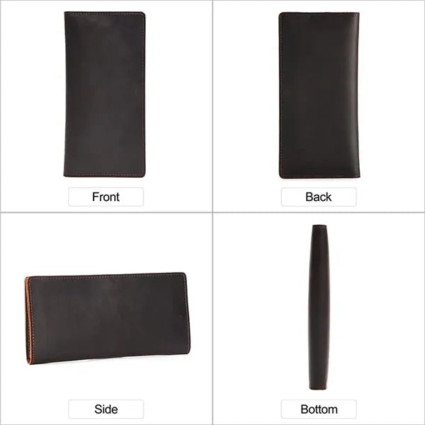 Multi Slots Crazy Horse Leather Classic Retro Long Wallet