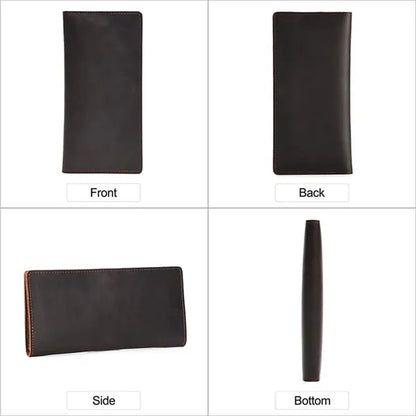 Multi Slots Crazy Horse Leather Classic Retro Long Wallet