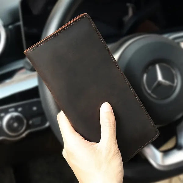 Multi Slots Crazy Horse Leather Classic Retro Long Wallet