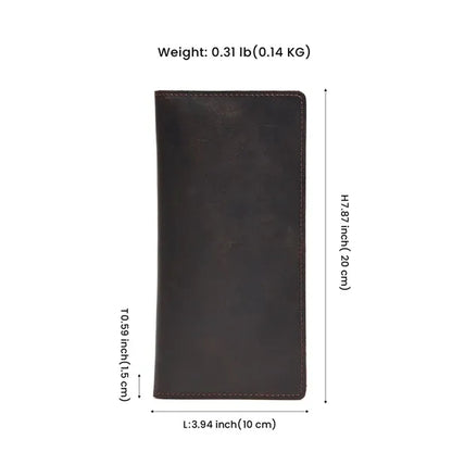 Multi Slots Crazy Horse Leather Classic Retro Long Wallet