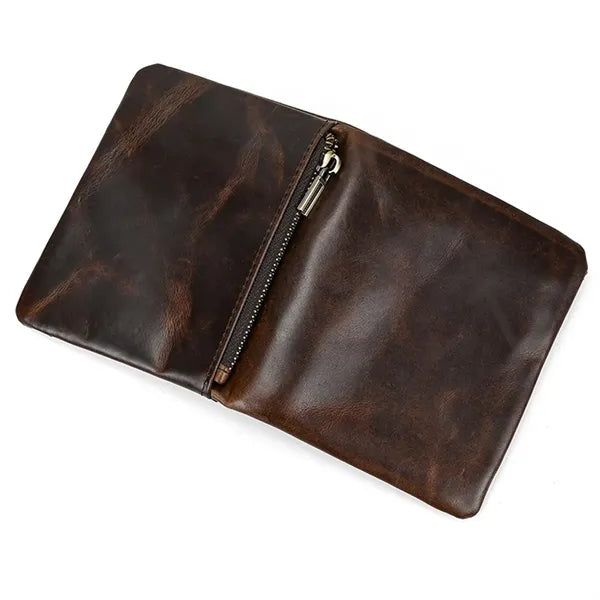 Slim Multiple Card Slots Genuine Leather Bifold Short Wallet