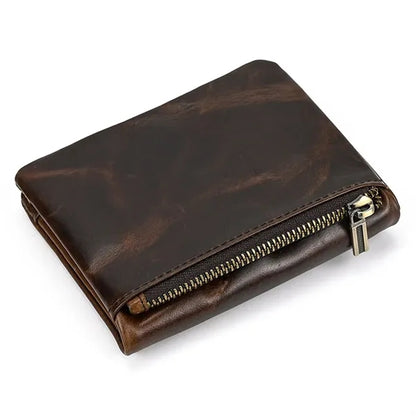 Slim Multiple Card Slots Genuine Leather Bifold Short Wallet